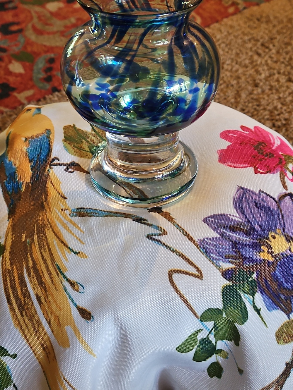 Vintage SEA Sweden Bjorn Hand Blown Art Glass Blue Green Swirl candle Holder
